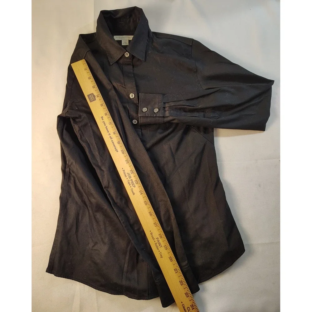 Banana Republic Womens Black Stretch Cotton Button Down Shirt Long Sleeve Size S